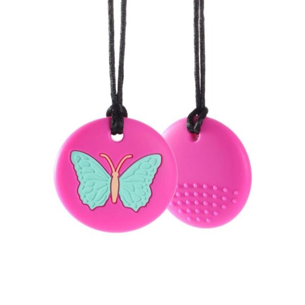 Sensory Chew Necklace Butterfly Pink